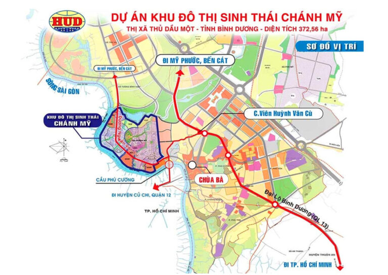 Vị trí kết nối thuận lợi của dự án sinh thái Hud Chánh Mỹ